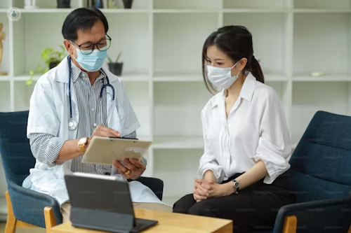 Imagen de una mujer conversando con un doctor - estudio cromosomico | by Top Doctors